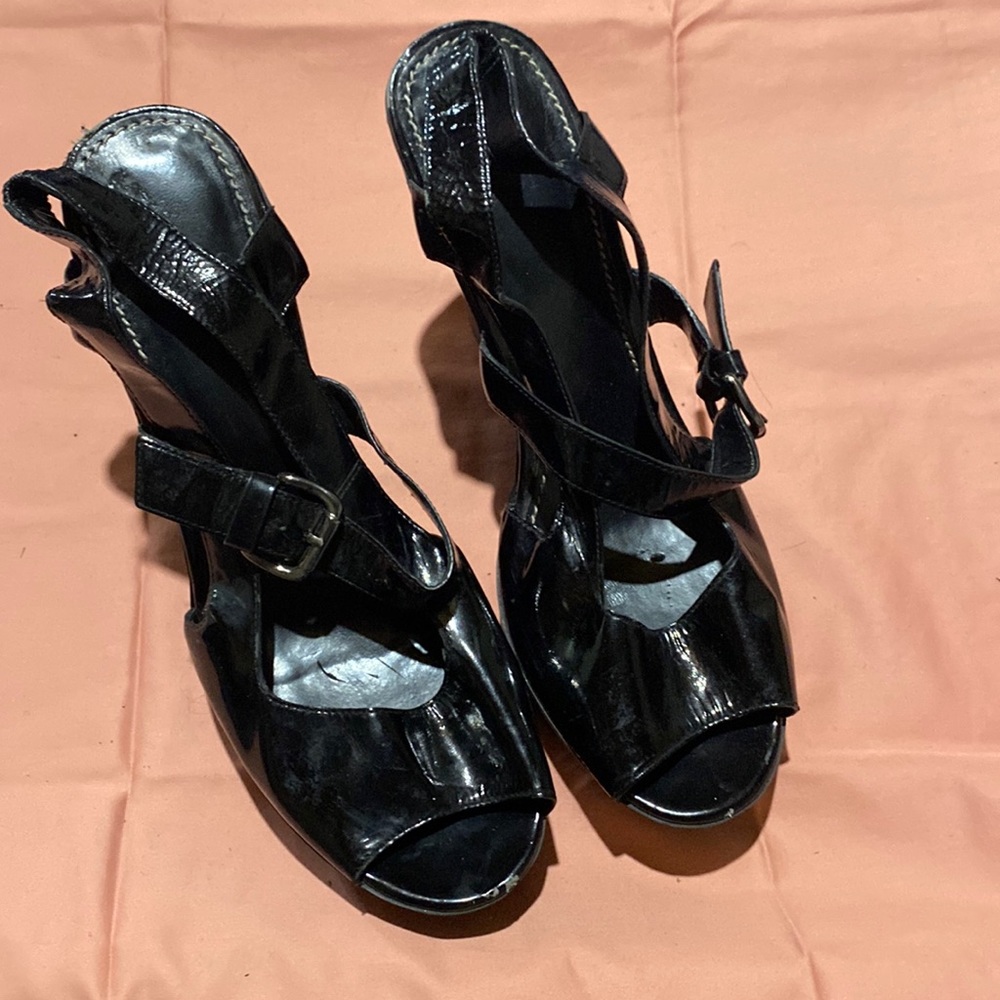 Lines Paolo paten leather wedge sandals